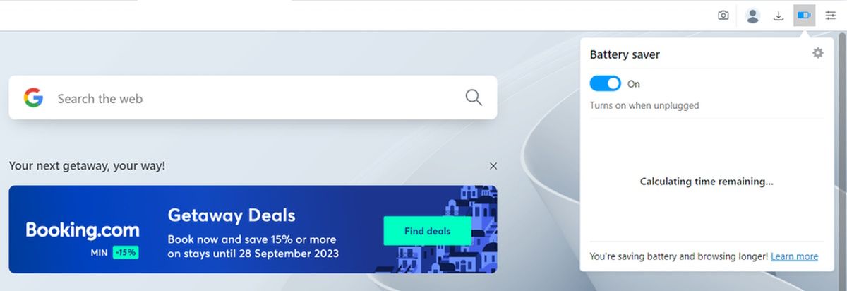 Значок режима экономии заряда с переключателем внутри диалогового окна