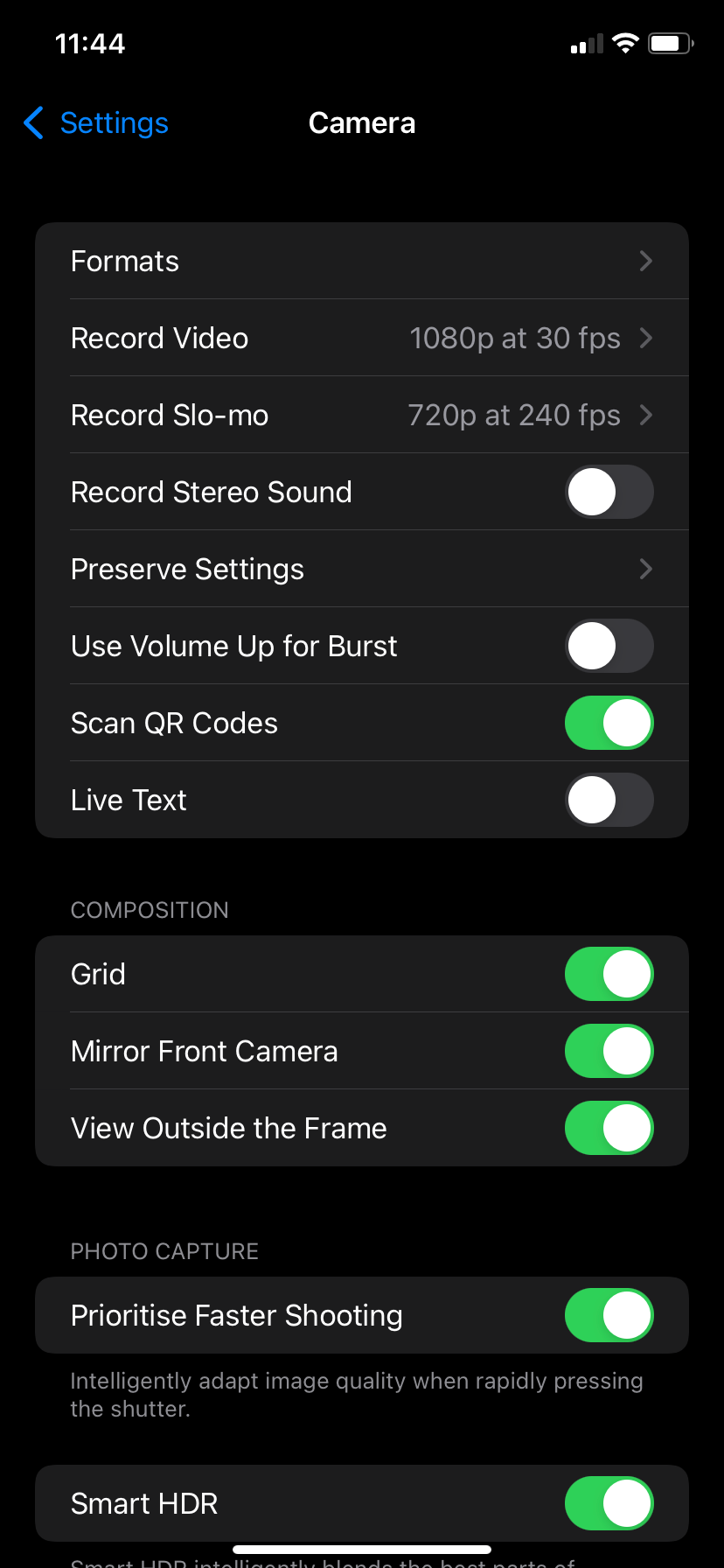 Live Text disabled in iOS 15