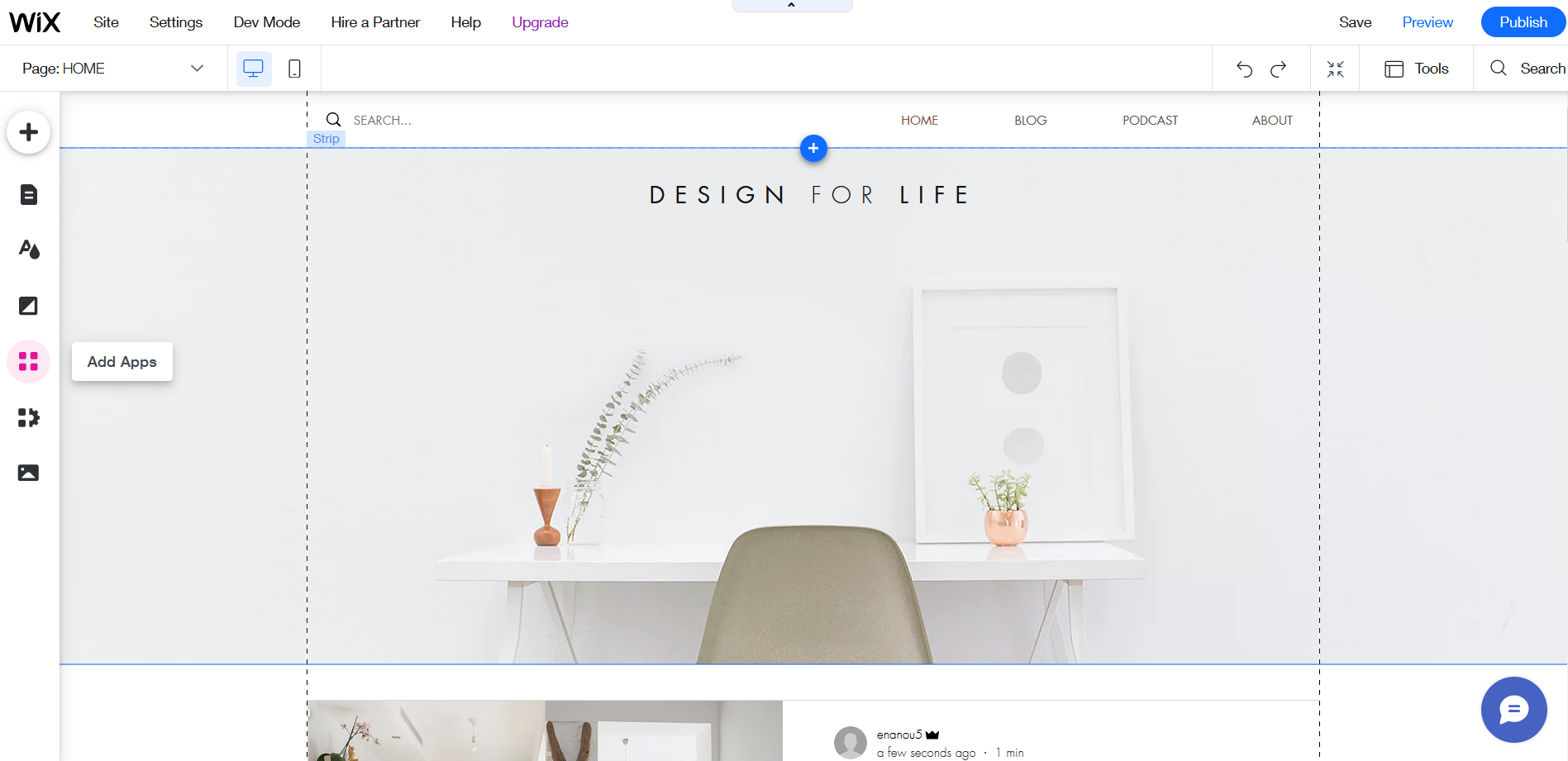 Скриншот главной страницы Wix