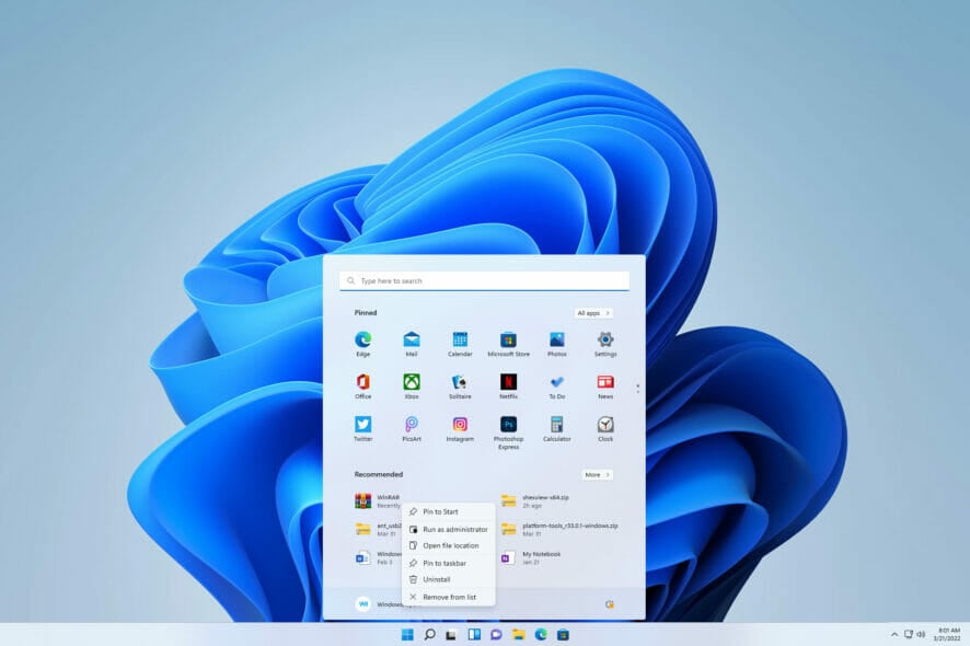 Восстановить «Открыть расположение файла» в Windows 11