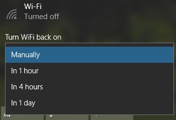 Скриншот параметров таймера для автоматического включения Wi‑Fi