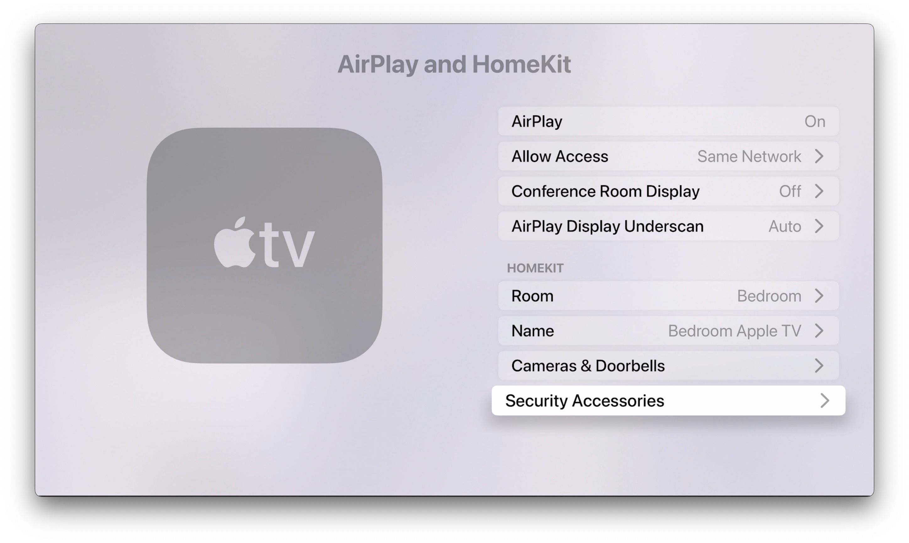 Экран выбора комнаты для Apple TV в tvOS