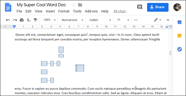 Опция «Перенос текста»: текст располагается выше и ниже изображения.