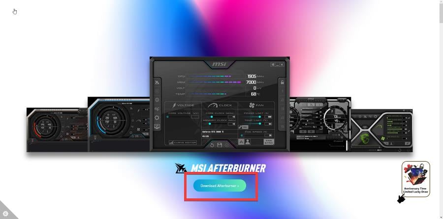 Скриншот загрузки MSI Afterburner