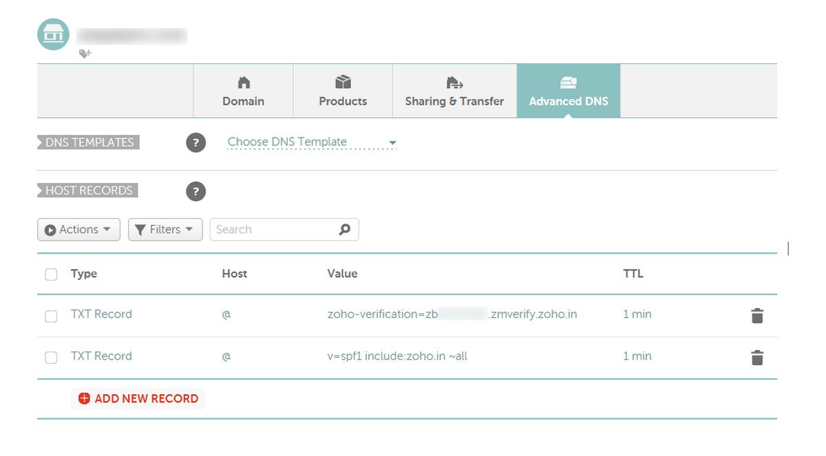 add the spf record in namecheap