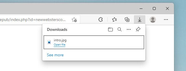 Список загрузок в Microsoft Edge с текущими и завершёнными загрузками.