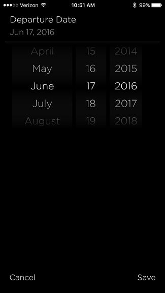 Подтверждение выбранной даты отъезда