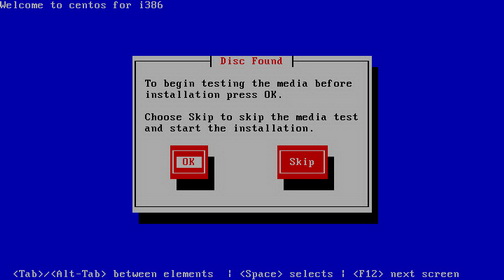 Меню тестирования установочного носителя с опцией пропуска теста