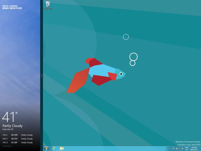 Metro-приложение рядом с рабочим столом