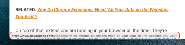 Просмотр URL ссылки в строке состояния Safari на Mac