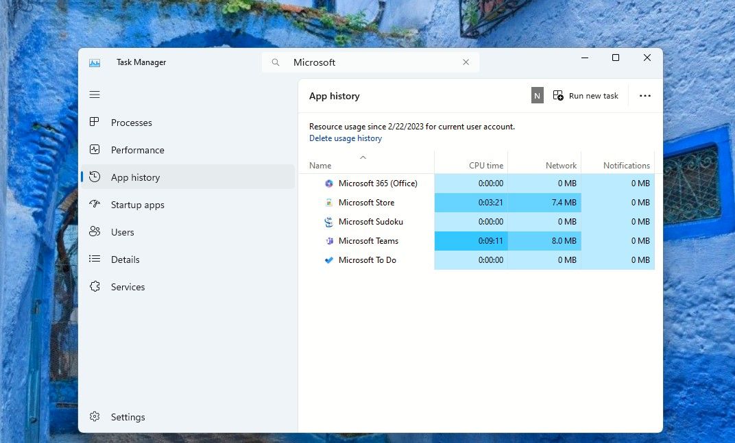 Search Result of Microsoft Apps In Task Manager