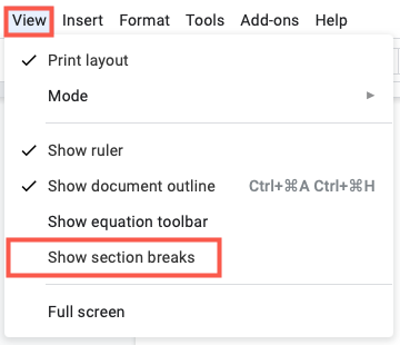 Убрать галочку «Показать разрывы секций», чтобы скрыть индикаторы