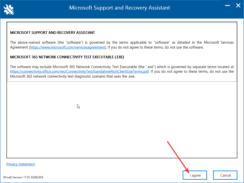 Принятие лицензии для Recovery Assistant