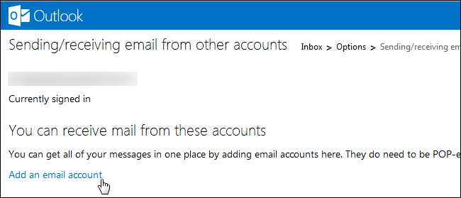Добавление аккаунта через POP3 в Outlook.com