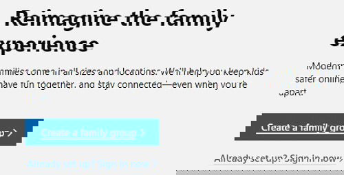 Создание семейной группы Microsoft Family