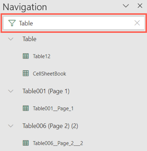 Поиск таблицы