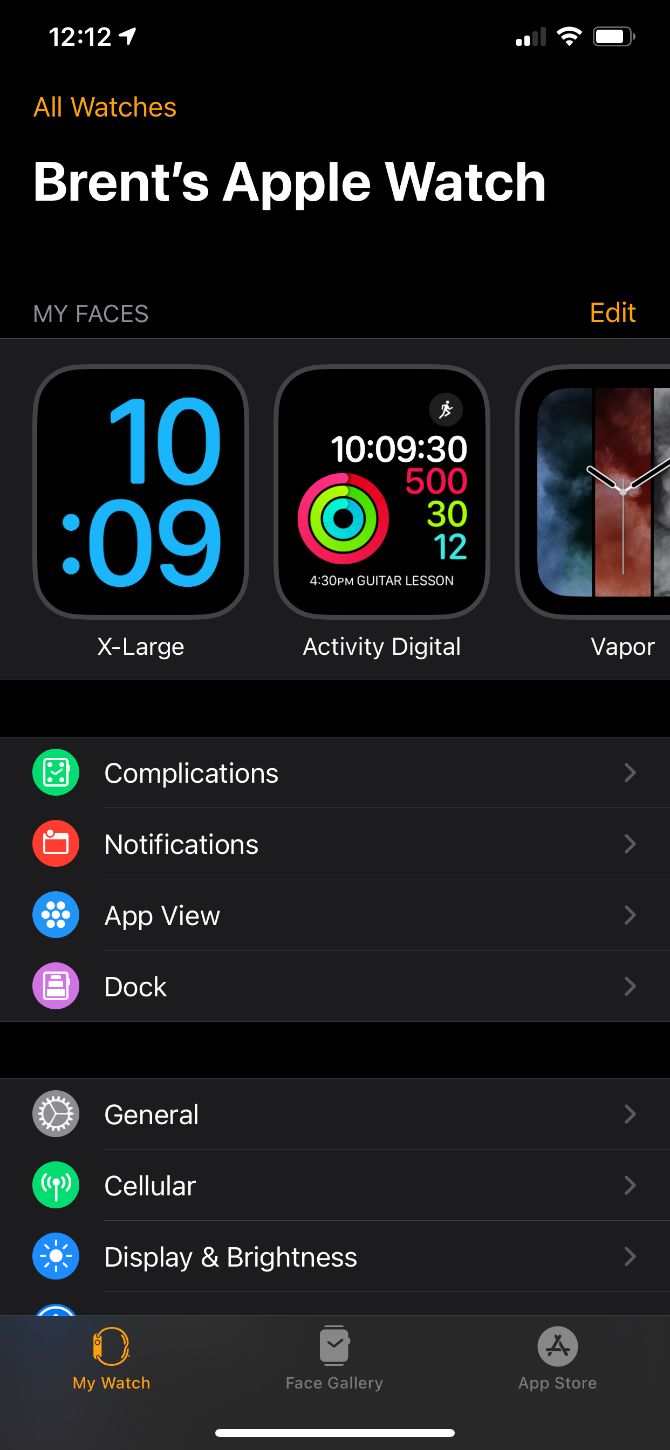 Apple Watch My Watch tab