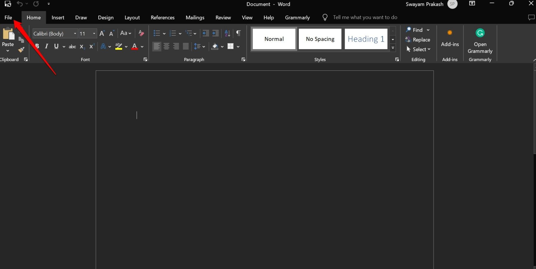 MS Wordのファイルメニュー画面の例