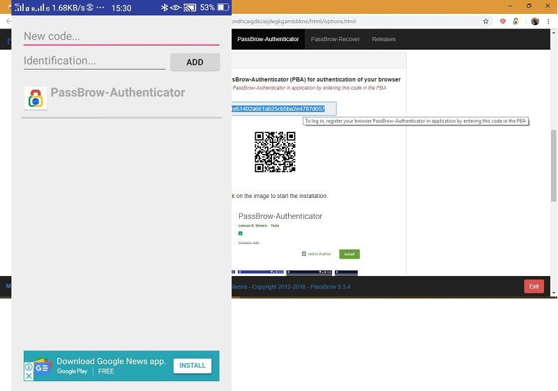 PassBrow Authenticator на Android