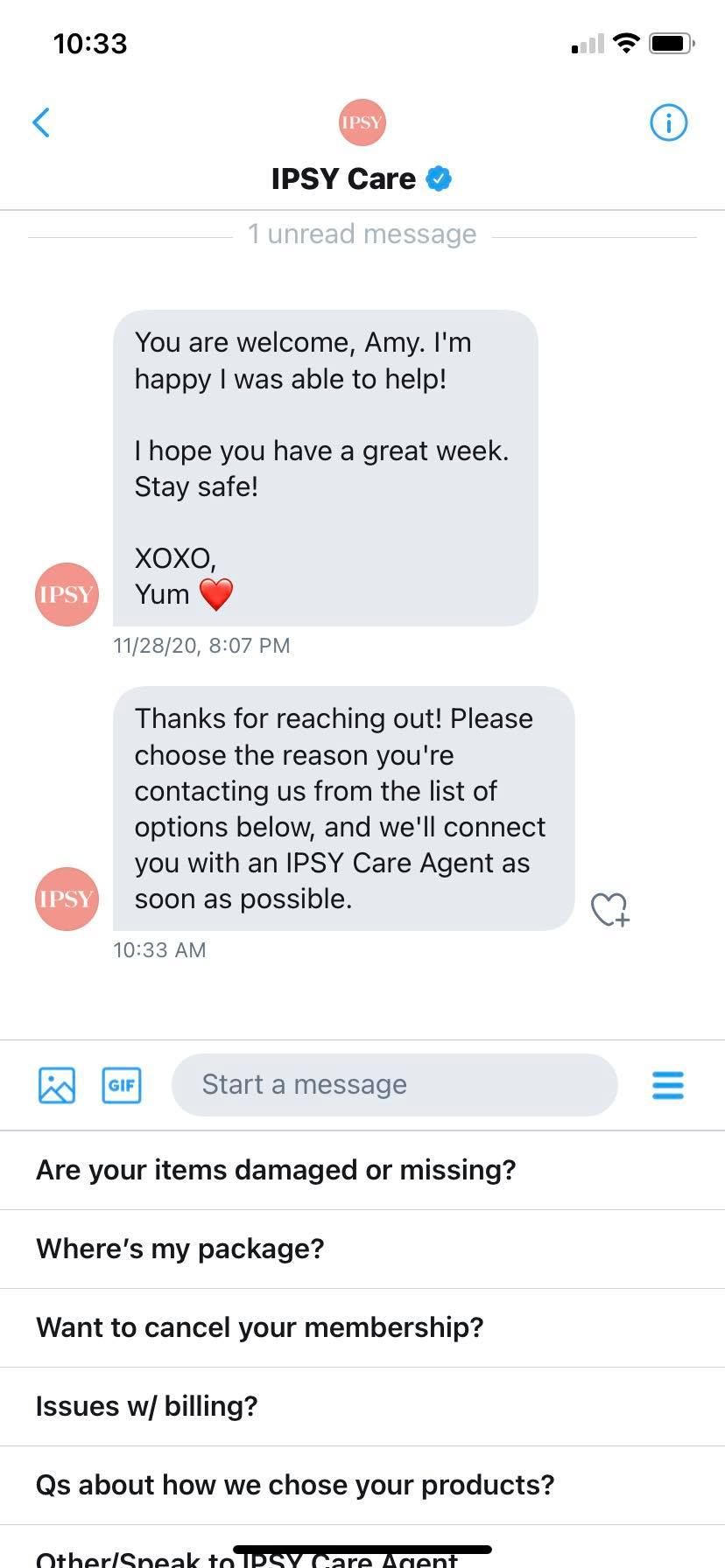 скриншот диалога в Direct Message