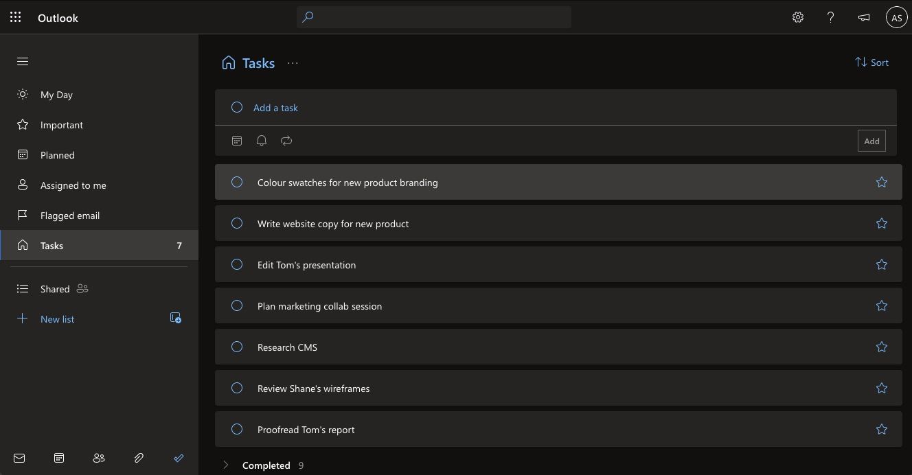 Список задач в приложении To Do