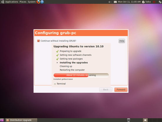 Диалог установки GRUB с опцией сохранить старый GRUB