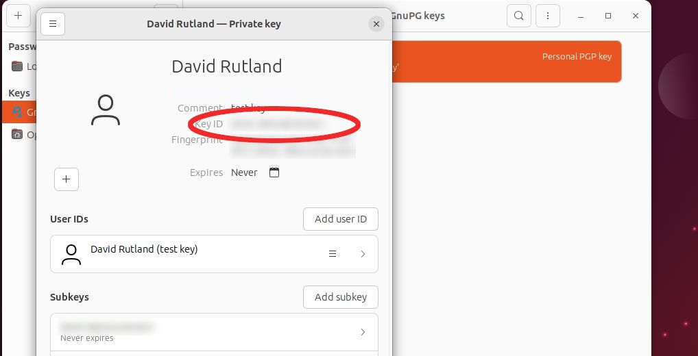 Поиск ID ключа в Seahorse
