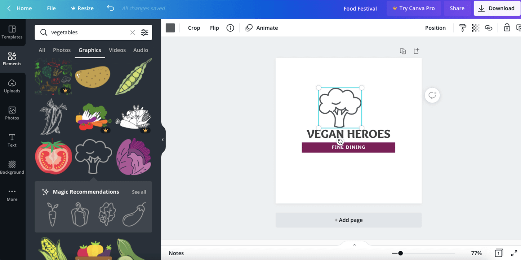 Magic recommendations в Canva