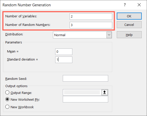 Добавьте количество столбцов и строк для генерации