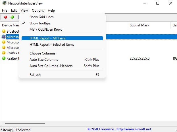 Создание HTML отчёта о сетевых адаптерах.