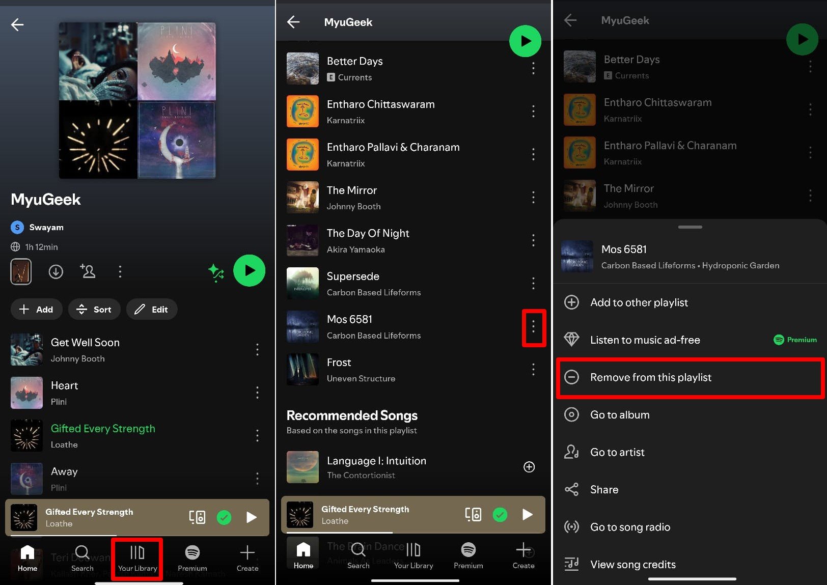 Rimuovere un brano da playlist