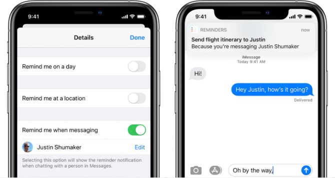 Remind me when messaging