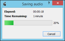Окно прогресса сохранения аудио