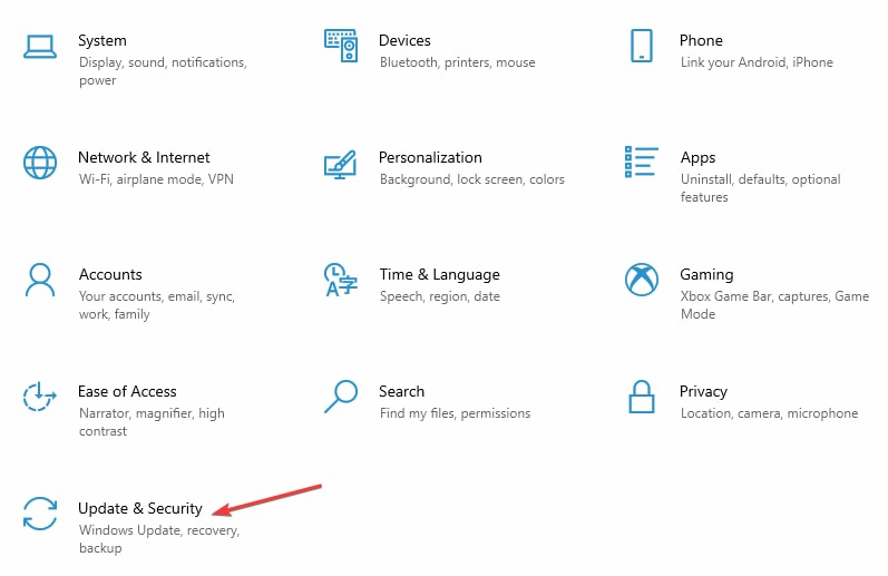 Параметры → Обновление и безопасность