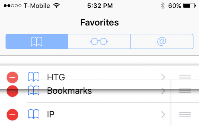Три полоски для перетаскивания и упорядочения закладок