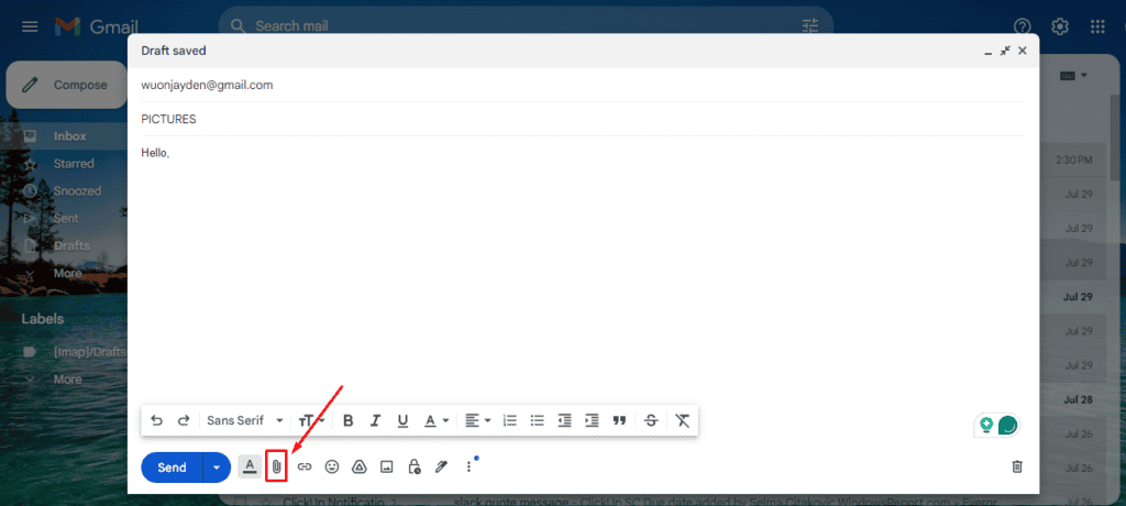 Значок скрепки для вложений