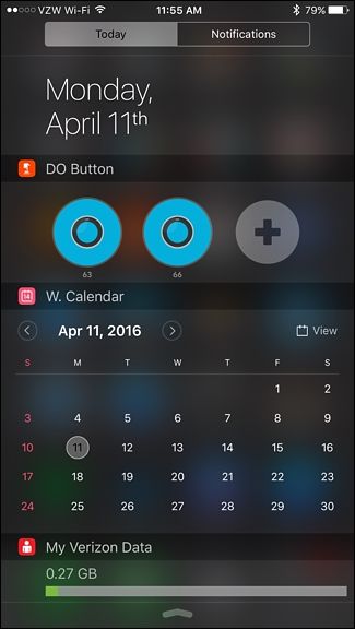 Виджет DO Button в центре уведомлений iOS
