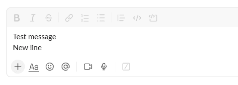 Иллюстрация сочетания клавиш Shift + Enter в поле сообщения Slack