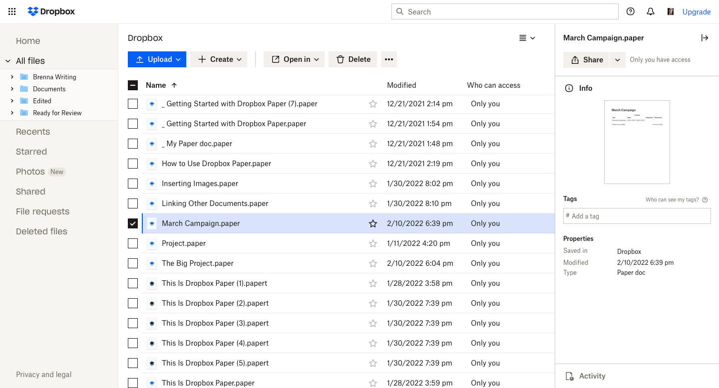 Окно Добавить тег в Dropbox