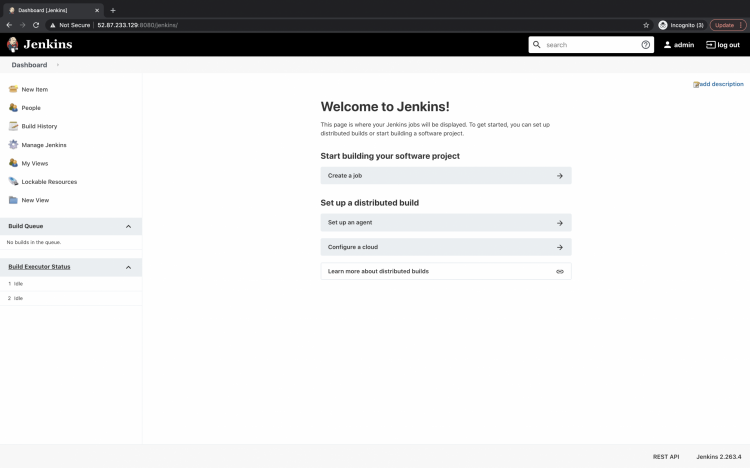 Панель Jenkins с пунктом Manage Jenkins