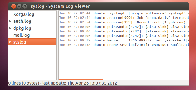 Log File Viewer — список журналов и события