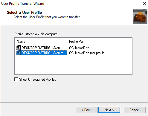 Выбор профиля в Transwiz и параметры архивации