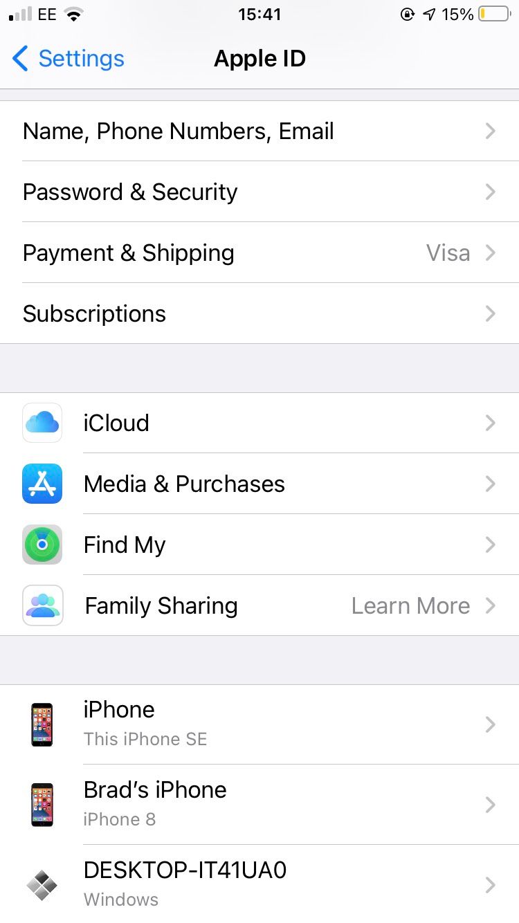 Настройки Apple ID на iOS