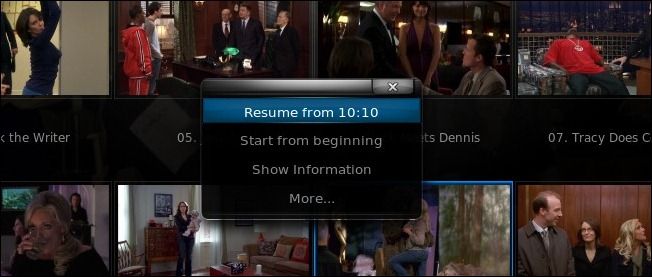 Интерфейс медиапроигрывателя Kodi для центра мультимедиа