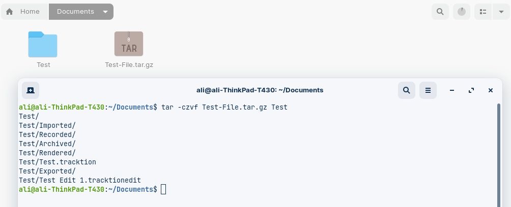 Создание TAR-архива из директории в терминале Linux