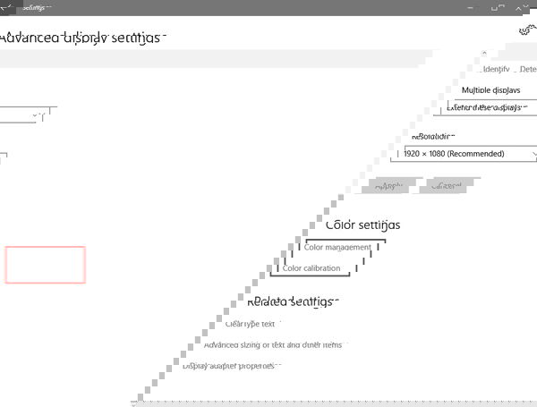 Параметры цвета: 'Управление цветом' и 'Калибровка цвета'