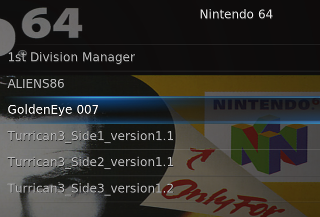 Список ROM в ROM Collection Browser с обложками игр