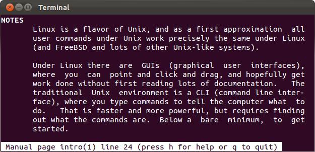 Вводная страница man intro