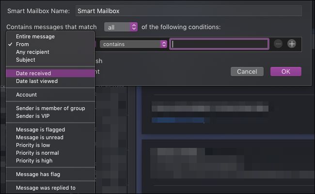 Настройки умного почтового ящика: выбор правил и условий