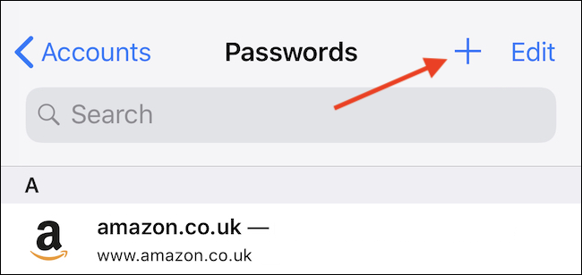 Кнопка добавления нового пароля («+»)